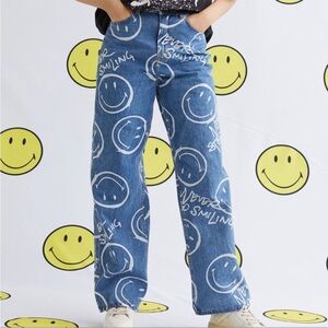 H&M Smiley Originals Blue Denim Jeans Novelty Party